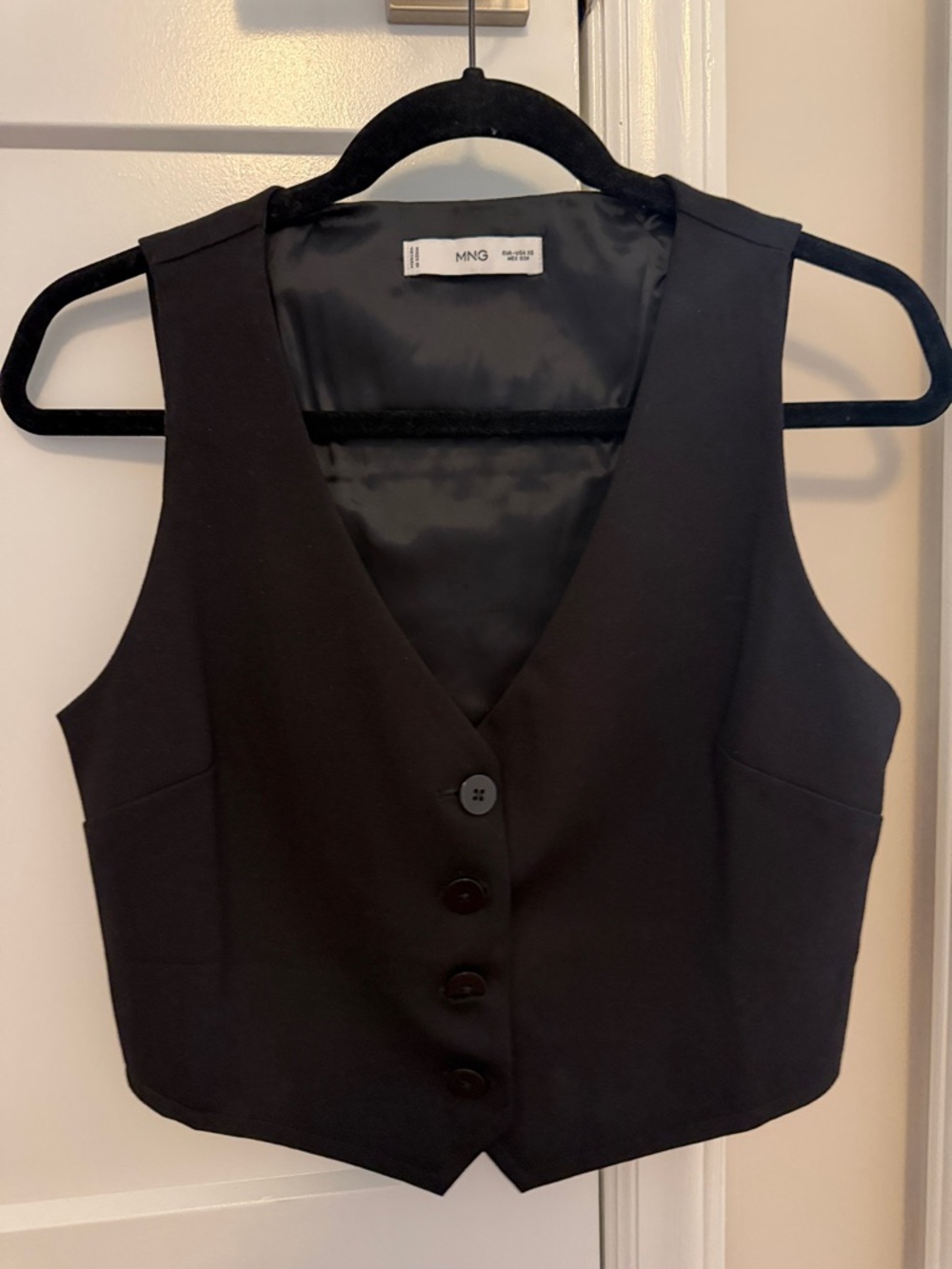 Mango Cropped Vest with Buttons